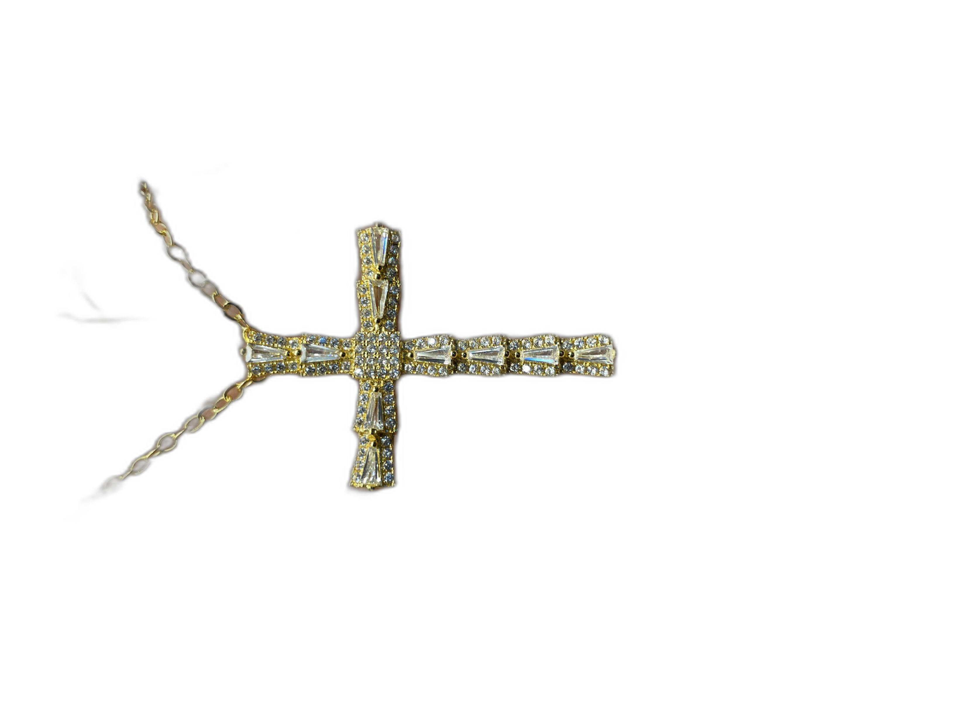Iced Baguette Cross Necklace