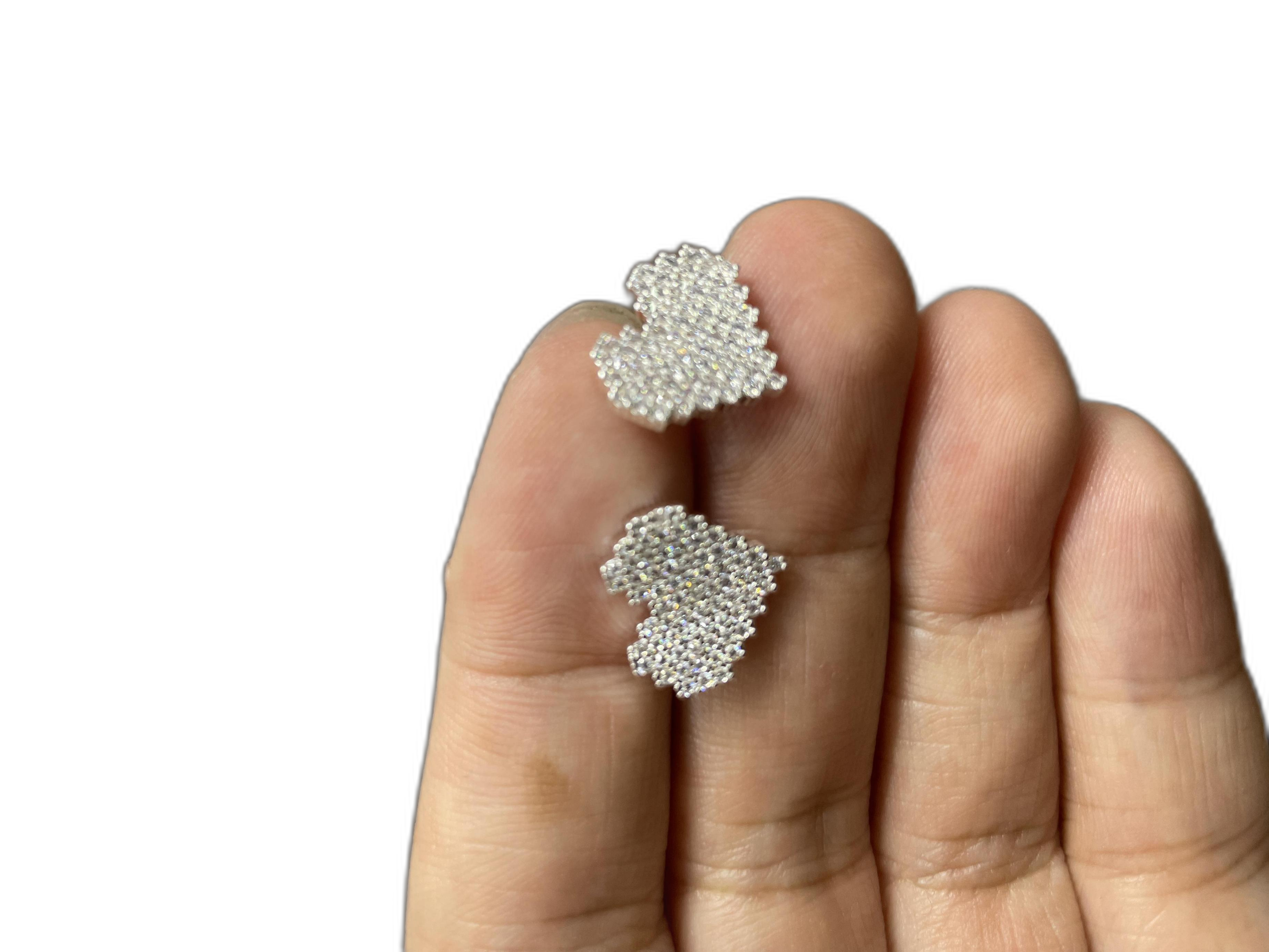 Full Pave Heart Stud Earrings